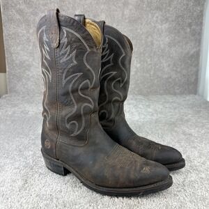 Double-H AG7 Men's Western Work Cowboy Boots Brown Leather Size 10.5 2E #3282